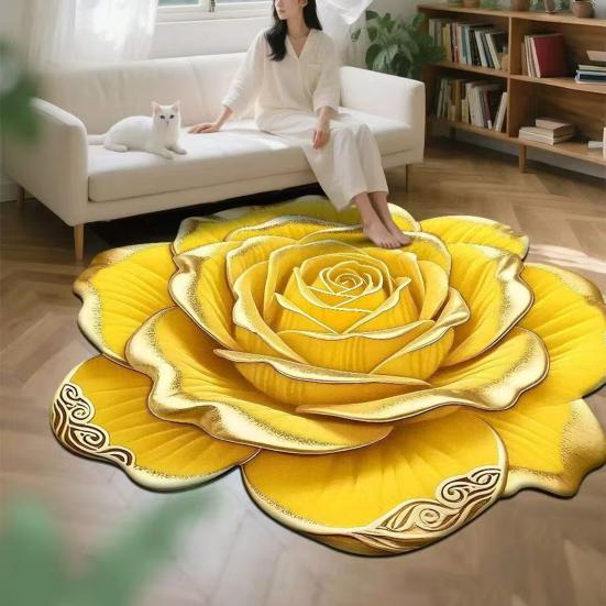 Non-Slip Floor Mat 3D Realistic Floral Pattern Bath Mat Super Absorbent Rug Quick-Drying Easy Maintenance Door Mat