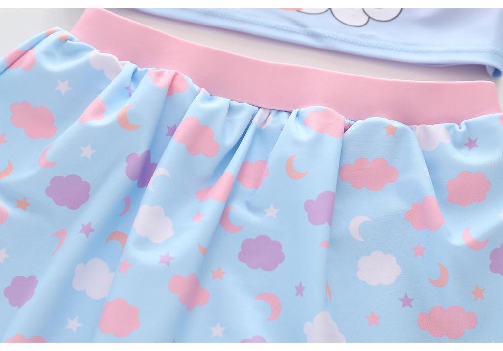 2026 Sleeveless Cartoon Two-Piece Swimsuit for Girls - Toddler and Small Children Skirt Style
