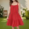 Children's Summer Casual Fashion Round Neck Solid Color Sleeveless Dress