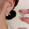 French retro synthetic zircon flower earrings light luxury high-end stud earrings exquisite temperament fashionable versatile earrings women