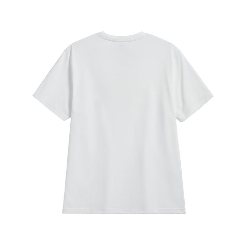 Li-Ning Футболка унисекс с принтом букв, однотонная, свободная, удобная, повседневная, с коротким рукавом, белая AHSVA77-2