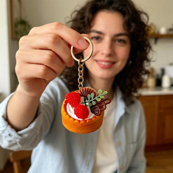 Simulated Food Squeeze Toy Keychain Stress Relief Bread Dessert Key Ring