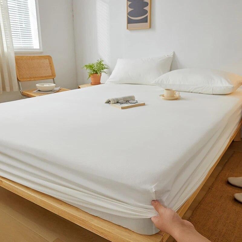 Хлопковая простыня с резинками, однотонные, нескользящие, прочные наматрасники для двуспальной кровати размера «king-size», 140/160/200/220 см