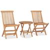 VidaXL Folding Outdoor Dining Furniture 3 Pcs Solid Teak Wood
