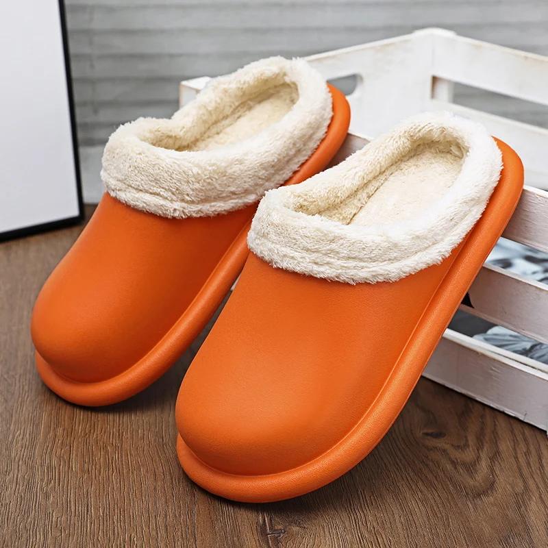 Женские зимние домашние тапочки для влюбленных, уютные, теплые, плюшевые, для дома, мужские, зимние, теплые, противоскользящие, мягкие, из ЭВА, водонепроницаемые