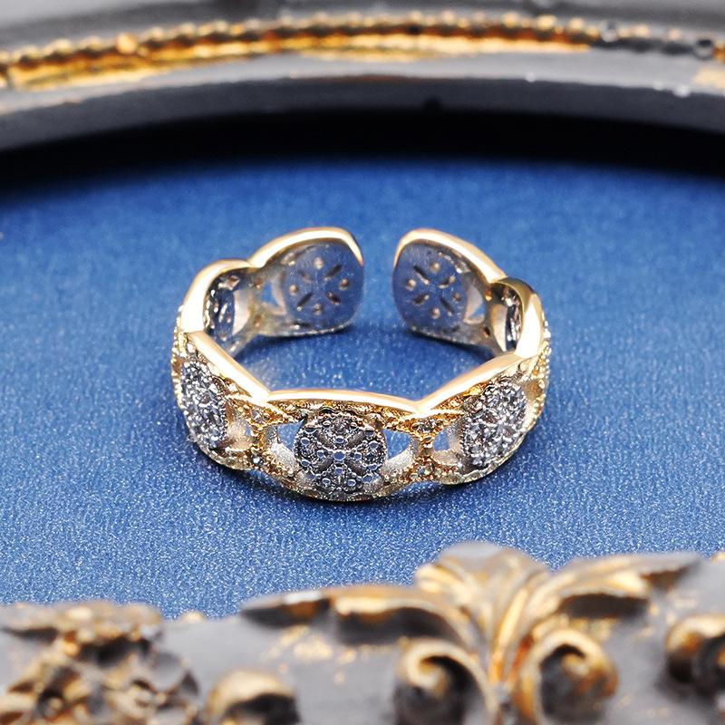 Buccellati Ring Set Women's Lace Hollow Engraved Full Diamond Inlaid High-end Hand Jewelry
