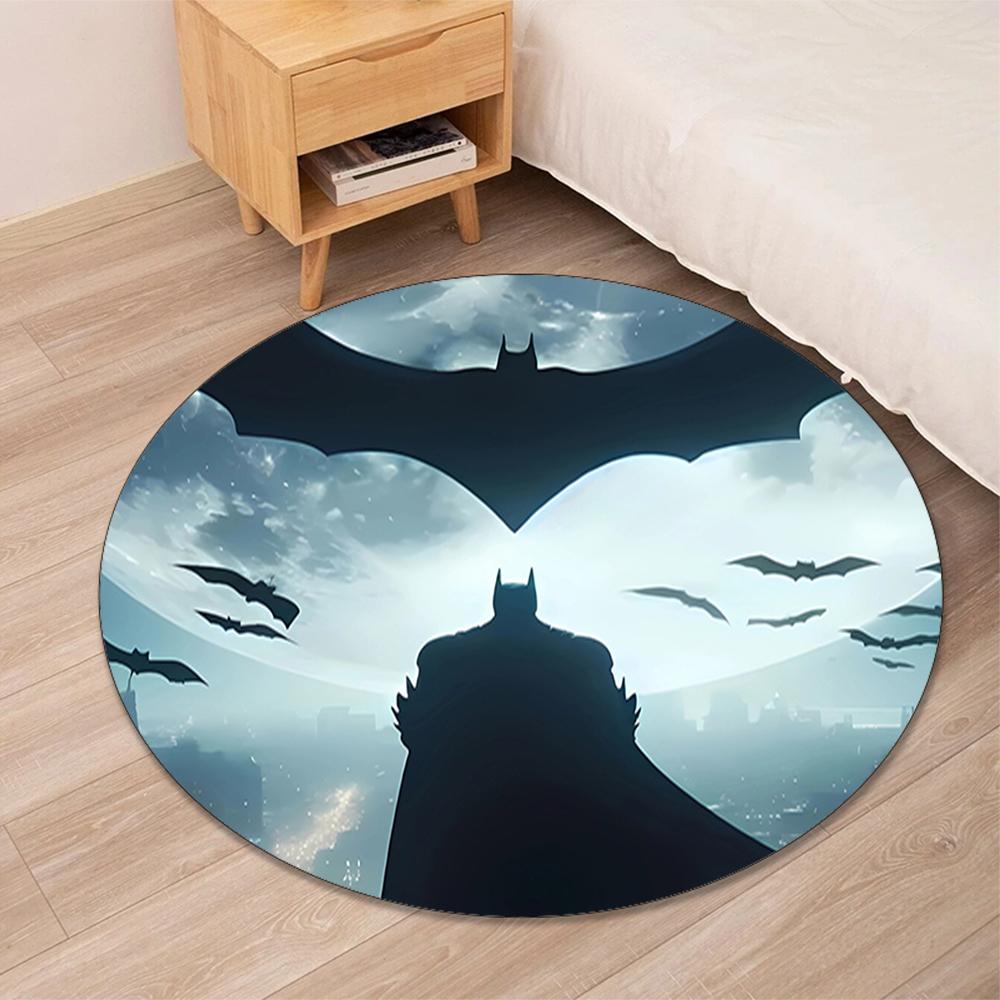 Batman Printed Round Rug Carpet Chair Rug Area Rug Entryway Doormats,for Office Chair Living Room Bedroom Kitchen Room.