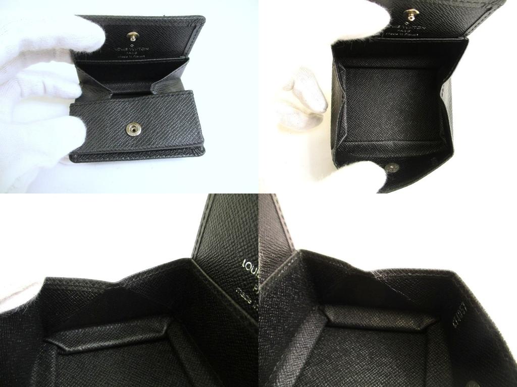 Authentic LOUIS VUITTON Taiga Ardoise Leather Coin Purse Porto Monnaie Boite #a900 Refurbished