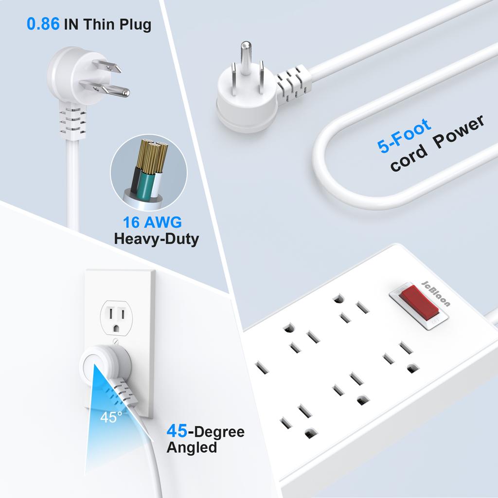 Сетевой фильтр для США, универсальная вилка с удлинителем 1,5 м, порт USB переменного тока типа C, зарядная электрическая розетка 1625 Вт