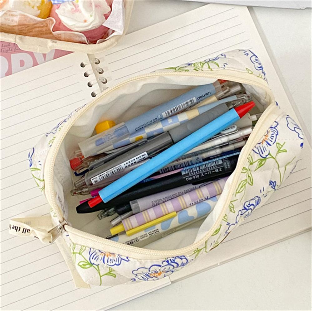 Cute Floral Pencil Bags Korean Style Cosmetics Storage Bag Vintage Multi-Functional Handbag