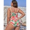 2024 New Women's Large One Piece Bikini Nylon Hard Wrap Chest Strap Printed Women's Swimwear