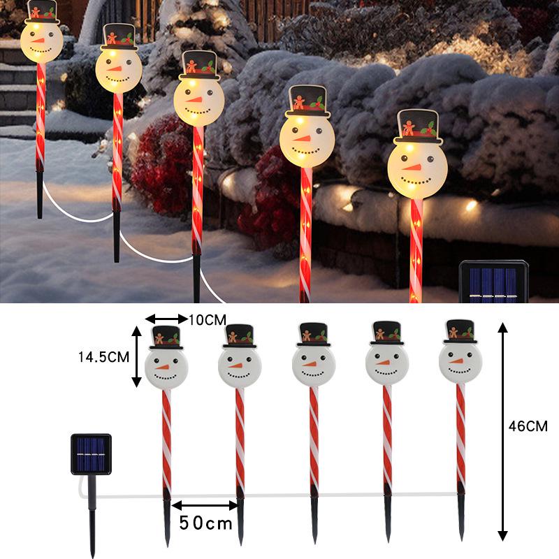 2025 Солнечные Рождественские Санта и Снеговик Светящиеся Гирлянды для Наружного Декора