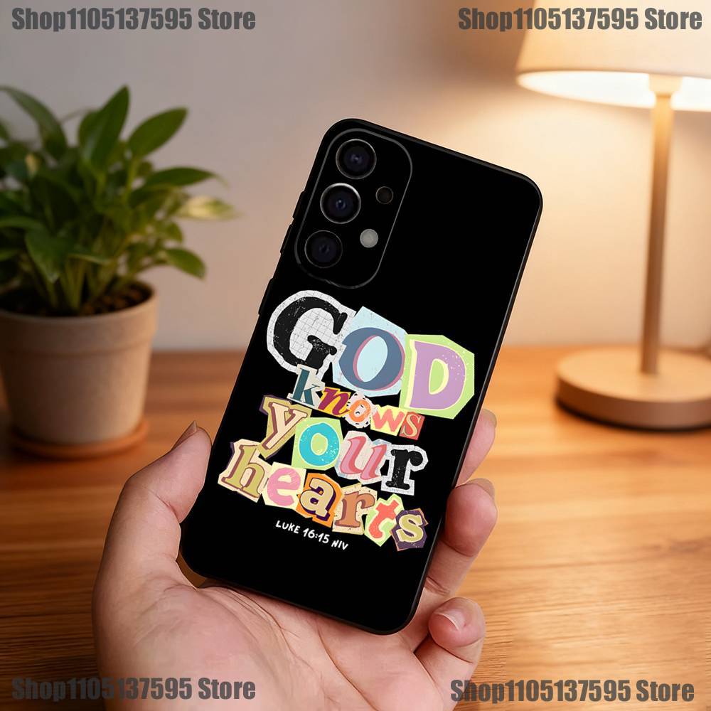 Hot Fashion Jesus God Quote Scrawl Phone Case For Samsung S25,S24,S21,S22,S23,S30,Ultra,S20,Plus,Fe,Lite,5G Black Cover