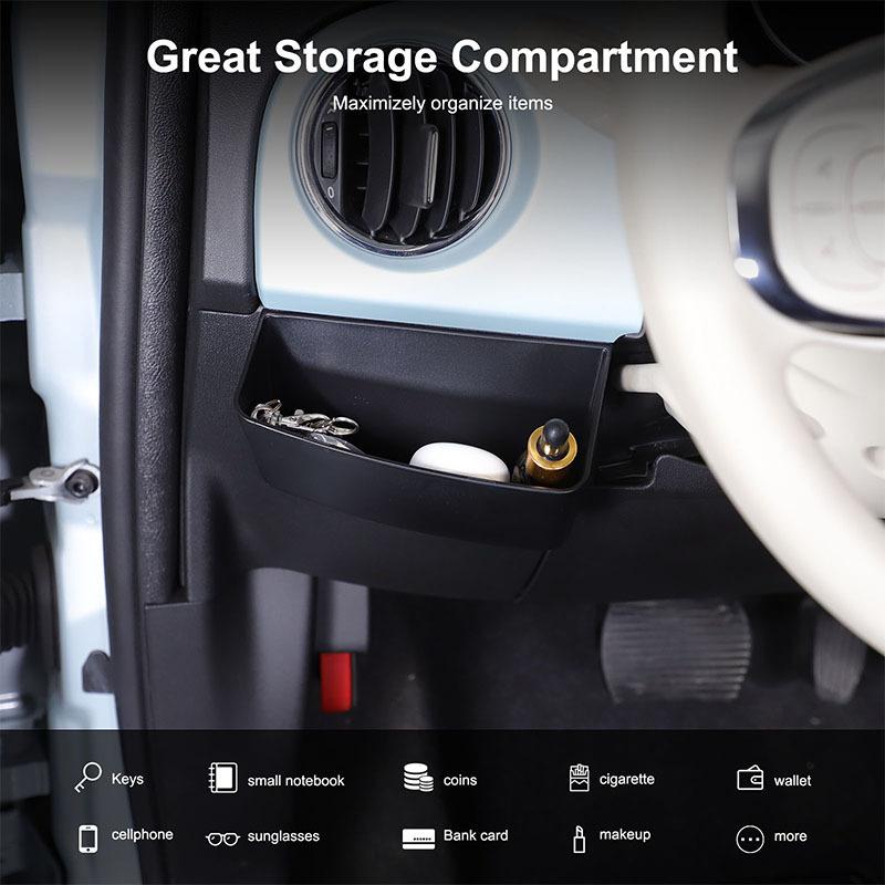 For Fiat 500 2010-2026 Car Dashboard Driving Position Storage Box Organizer Tray Coin Cell Phone Holder ABS Storage Accessories