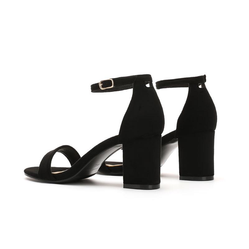 Модные черные замшевые босоножки на высоком каблуке для женщин, удобные ремешки, блочный каблук, открытый носок, лето