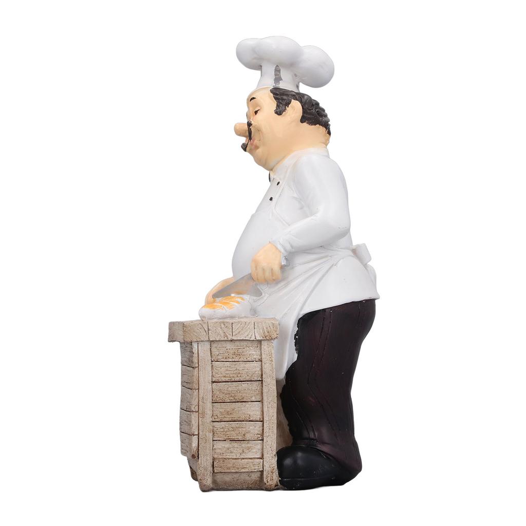 Resin Chef Statue Restaurant Dining Table Decor Figurine Ornament Kitchen Decoration