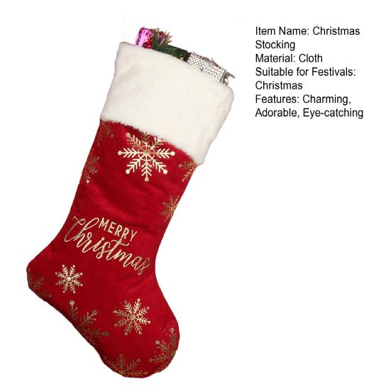 Christmas Stocking 19" Large Xmas Stocking with Plush Faux Fur Cuff for Stairs Fireplace Hanging Holiday Home Decor