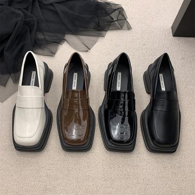 Британский стиль Платформа Квадратная Головка Ретро Лоферы Женские Французские Маффины И Женские Маленькие Кожаные Туфли