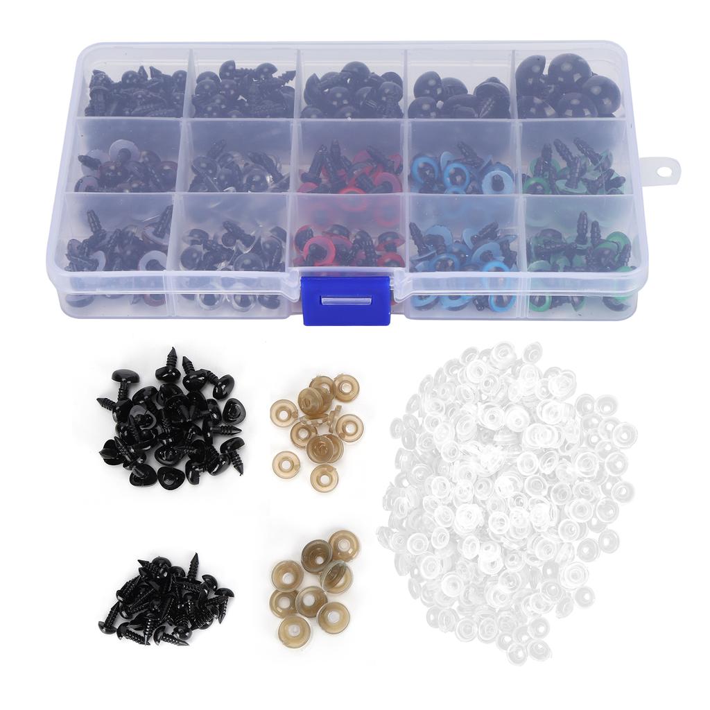 640Pcs Plastic Eyes Noses Colorful with Washer Plush Doll Bear Stuffed Animals Toy Accessories