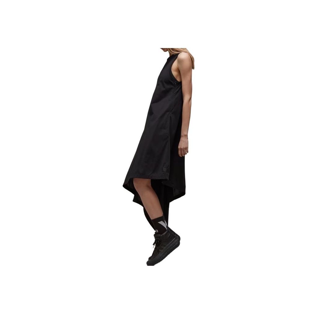 Y-3 SS23 Solid Color Asymmetrical Hem Sleeveless Dress Women Dresses Black H63039