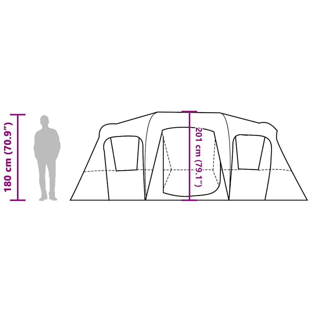 Tunnel Family Tent for 16 Persons Green Waterproof