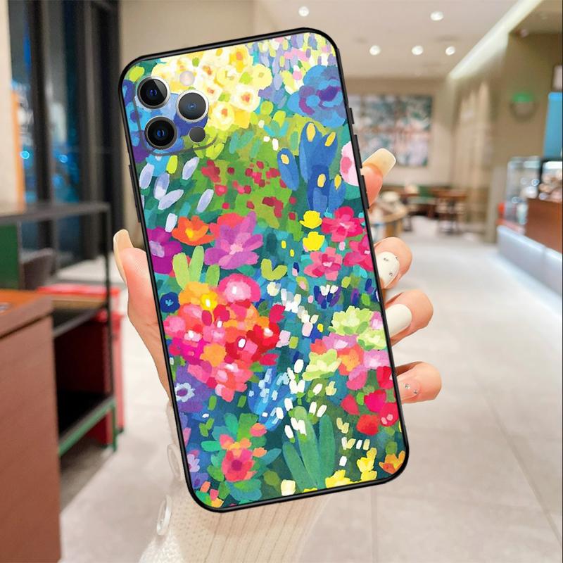Яркая Цветочная Живопись Арт Чехол для Телефона Для iPhone 16 15 14 11 12 13 17 Pro Max mini 15 Plus 16e 17 Air Защитный Чехол