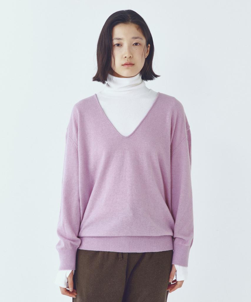 CITTA Essential Wool Blended Deep V-Neck Knit_Ctk253(Lavender)