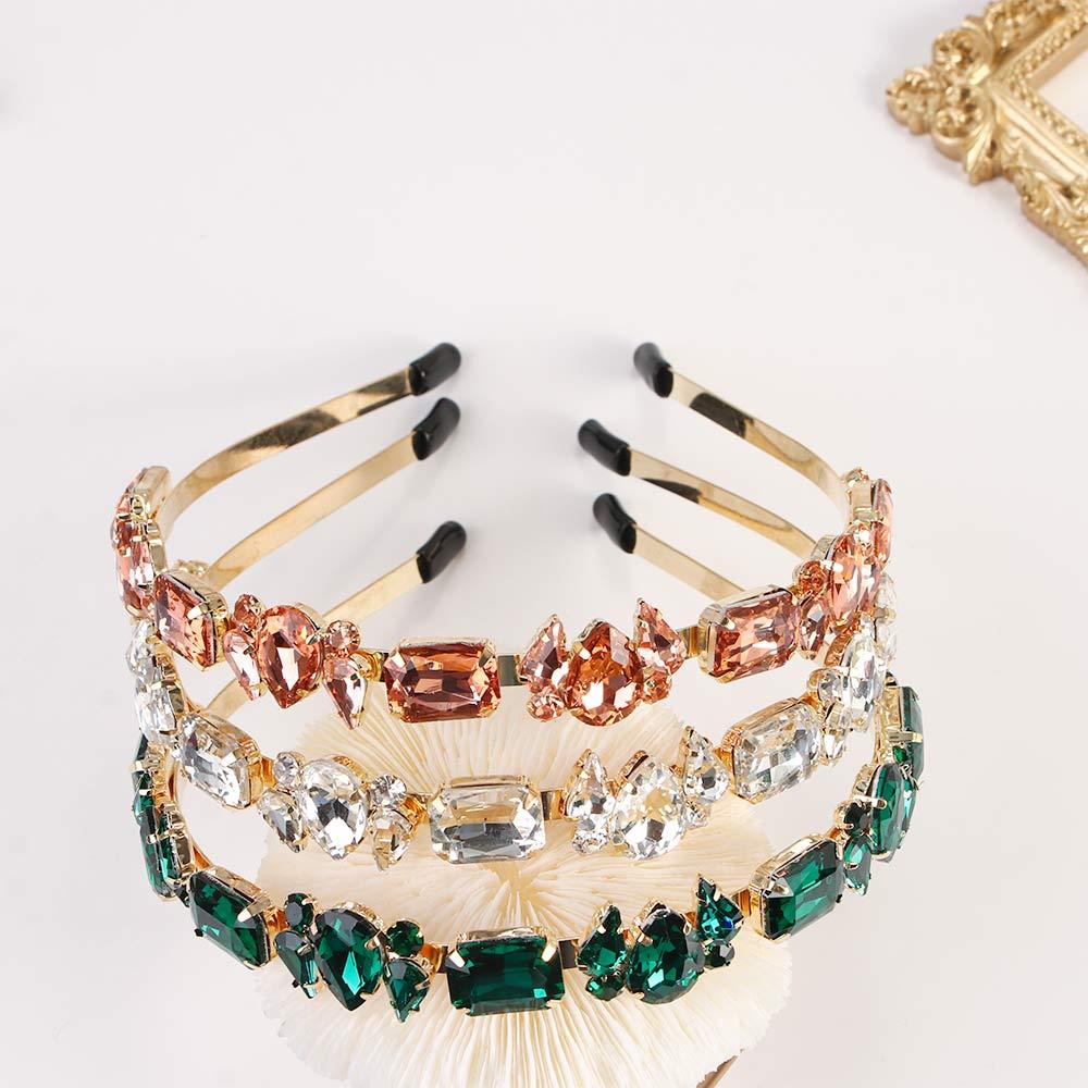 Versatile Zinc Zinc Alloy Thin Side Luxury Crystal Hairband Rhinestone Headbands Headwear Hair Accessories
