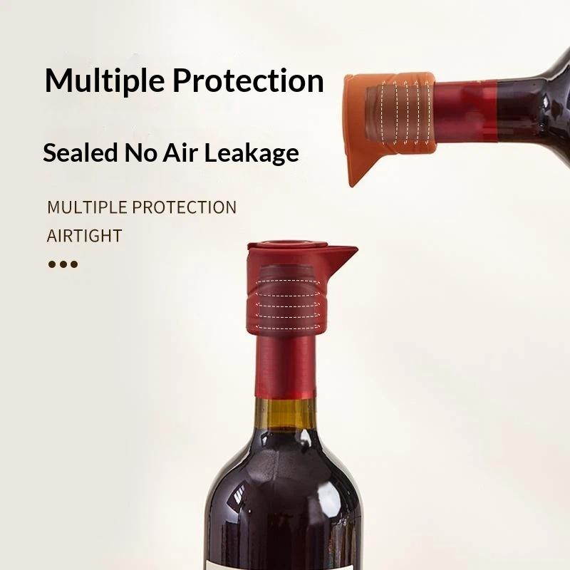 Reusable Silicone Wine Bottle Stopper Leak-Proof Anti-Lost Spout Food Safe Sealer for Home Bar Kitchen Daily Use