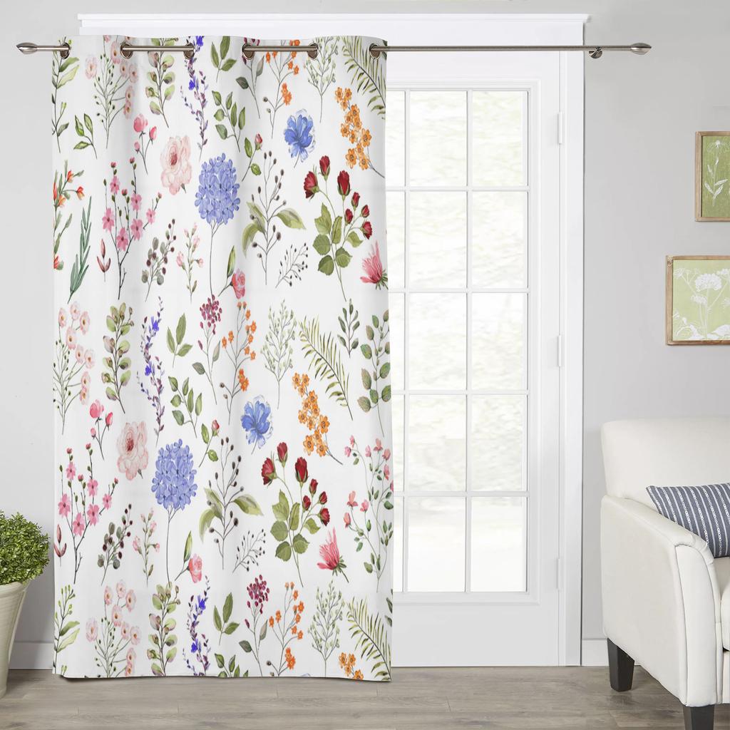 Vintage Herb Floral Texture Modern Window Curtains for Living Room Bedroom Curtain Kitchen Treatment Blinds Drapes