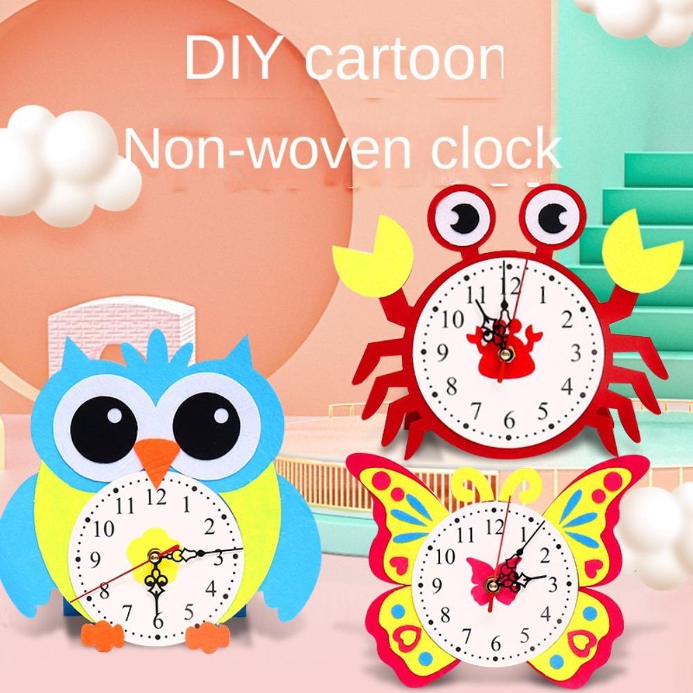 DIY Puzzle DIY Clock Toys Cartoon Clock Time Teaching Aid Cognition Clocks Toys Baby DIY Toys