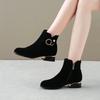 Autumn and Winter Thick Heeled Short Boots Women's Shoes Ankle Boots Low Heels Short Cow Suede Shoes Women's Boots