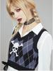 Gothic Skull Print Trui Vest Harajuku Punk Sexy V-hals Mouwloze Copped Tops Grunge Autume Winter Vrouwen Gebreide Tops