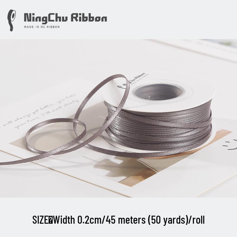 Двусторонняя атласная лента 2 мм для закладки, свадебных бантов и подарочной упаковки