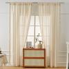 Vintage Curtain Rod Cotton Linen Curtain Tassel Beige Living Room Balcony Sheer Curtain