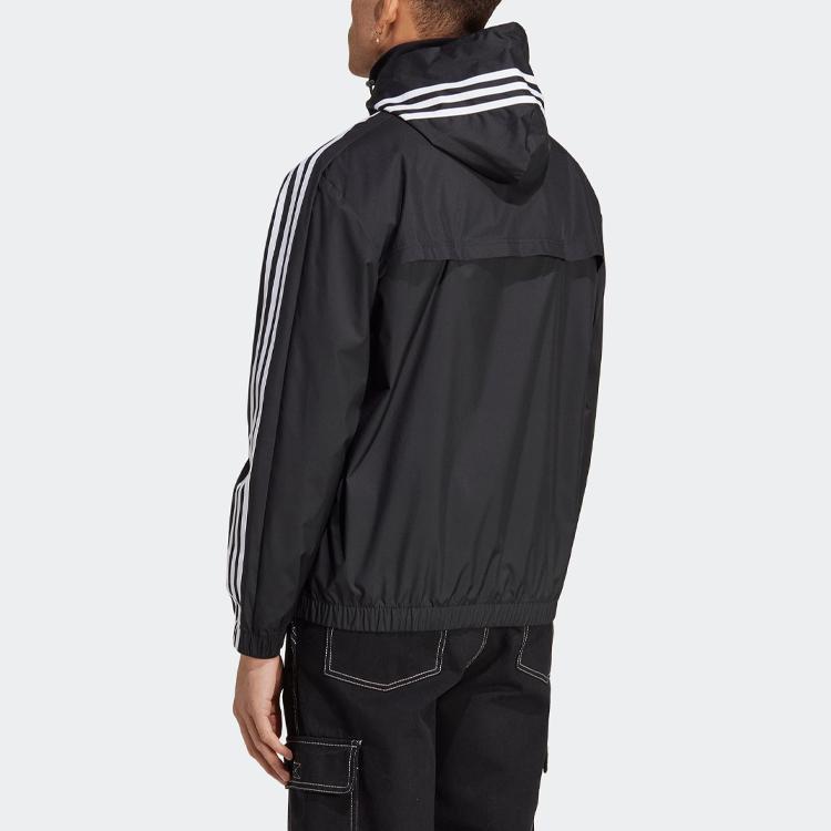 adidas 3-полосная спортивная куртка Ripstop с капюшоном, мужская верхняя одежда, черная IB0384