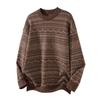 Qiqiu Men's Clothing, Geometric Pattern Jacquard Round neck sweater Men's American-Style Loose Heavy Warm Knit