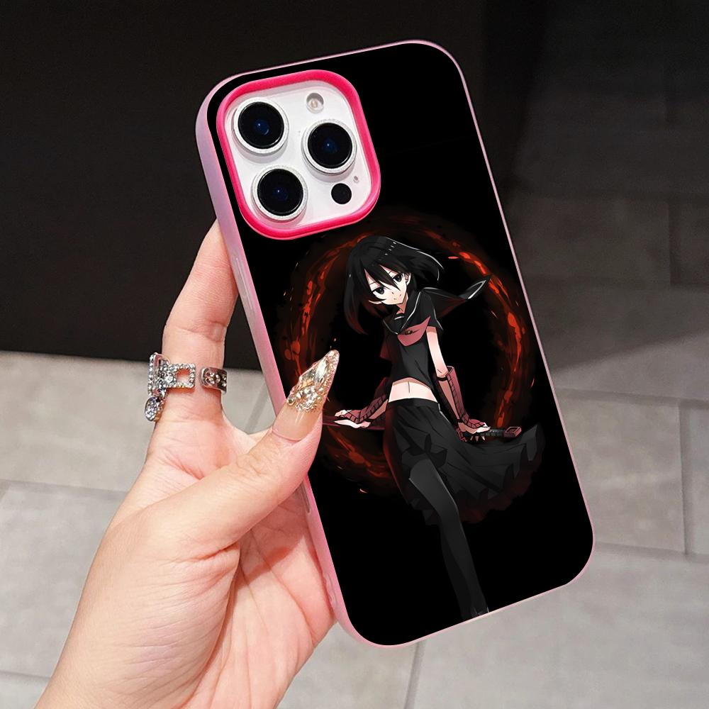 Akame Kurome Гелевый Двухслойный Розово-Красный Чехол для Мобильного Телефона для iPhone 17 16 15 14 13 12 11 Air Pro Max Plus Защитный
