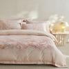 Four-piece set of pure cotton ceramic abraded wide-edge cotton active printing autumn and winter thick abraded bedding four-piece set