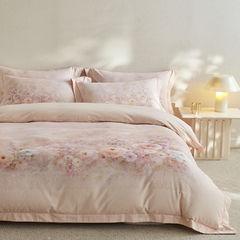 Four-piece set of pure cotton ceramic abraded wide-edge cotton active printing autumn and winter thick abraded bedding four-piece set