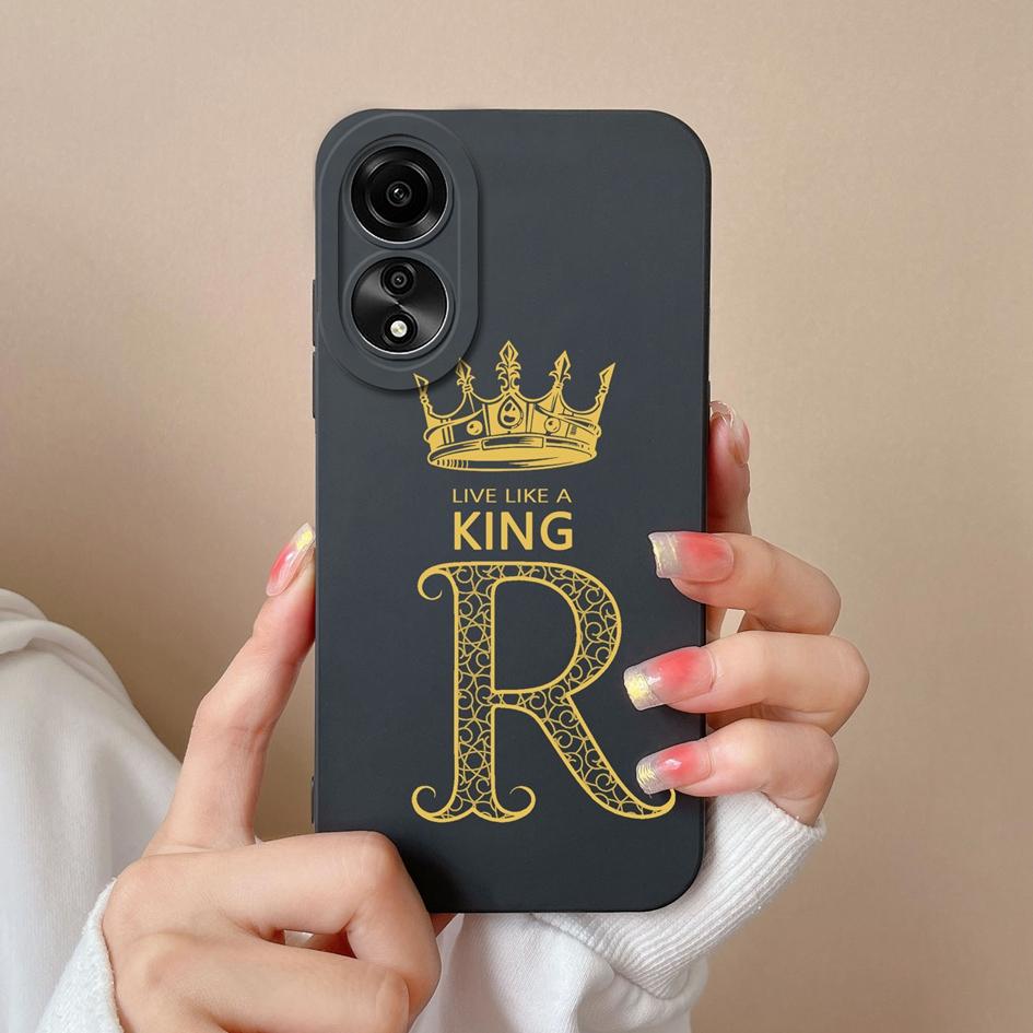 Phone Case For Oppo Reno10 Pro 6 7 8 Pro+ Lite Fashion Cover Crown Letters Phone Bags Camera Protection Matte Soft Silicone Shockproof For Oppo Bumper