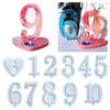 1-10 Numbers Shape DIY Silicone Mold 3D Handmade Candle Holder with Heart Base Gypsum Resin Mold Craft Candlestick Mould