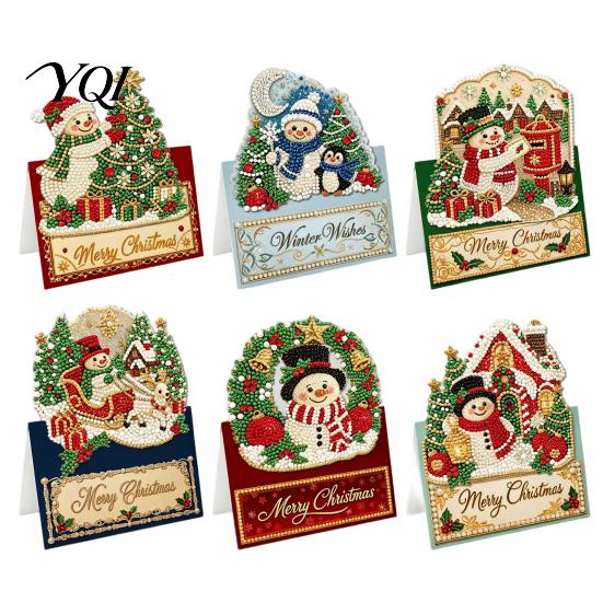 Beginner Friendly Diamond Craft Kit DIY Painting Christmas Greeting Card, 3D Pop-Up Foldable Cards with Handmade Gift for Holidays Rhinestones