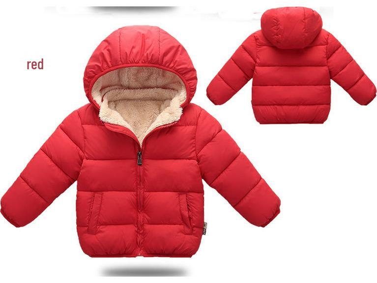 2022 Winter Children's Hooded Cotton Coat: Fleece-Lined, Thickened Down Jacket for Boys and Girls