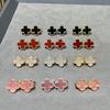 High Version of Rose Gold Carnelian Four-leaf Clover Earrings for Women Earrings Senior Sense of Exquisite White Mother-of-pearl Ear Beat