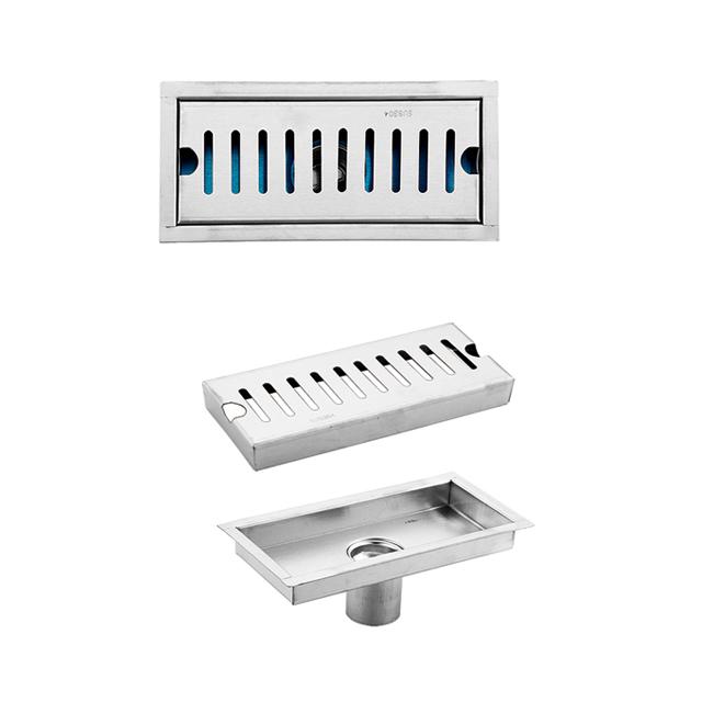 SUS 304 Rectangular Stainless Steel Floor Drain Rustless 4-Inch Size