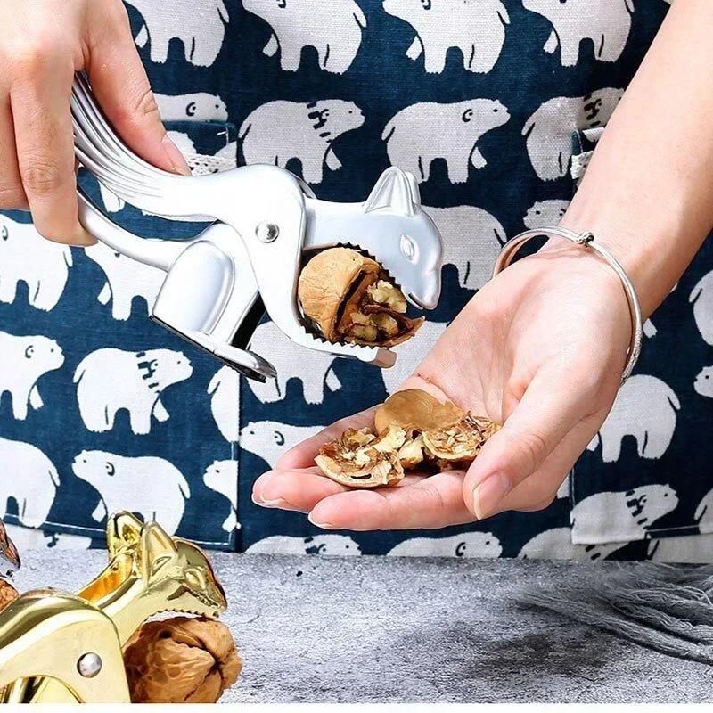 Household Tool Walnut Biscuit Clip Squirrel Shaped Zinc Alloy Walnut Opener Multi Purpose Walnut Clip Bright Silver