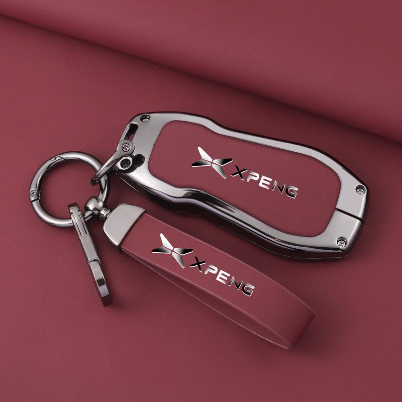 XPeng P7/P5/G3/G3i/G9 Key Case with Buckle & Rope - 2022 Model Car Key Shell Modification