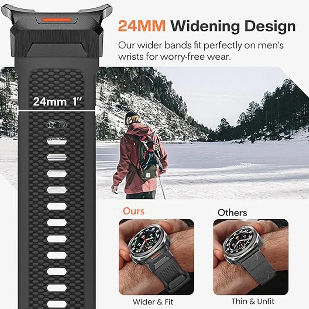 Silicone Bracelet for Samsung Galaxy Ultra Watch 47mm Rubber Men Band Metal Connector Strap for SAMSUNG galaxy watch 7 ULTRA 47