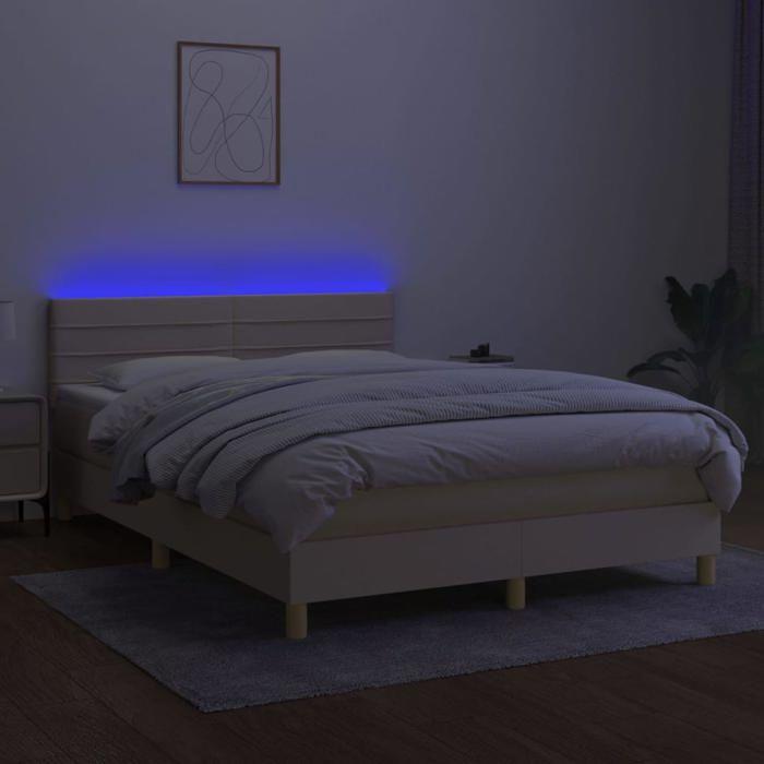 Maison Exclusive - Sommier à lattes de lit avec matelas LED Crème 140x200 cm Tissu